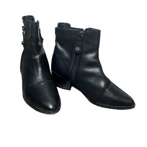 Fabianelli Black Genuine Leather Italy Ankle Boots Sz 6.5